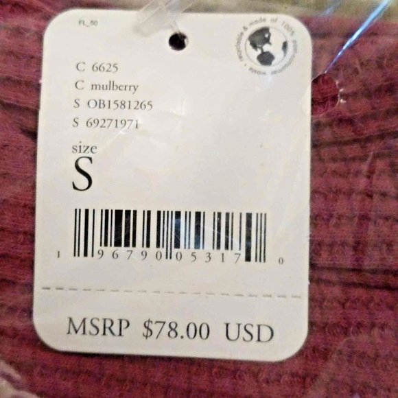 Free People NWT Santa Clara Thermal Top Long Sleeve Vneck Mulberry Size S - Picture 4 of 12
